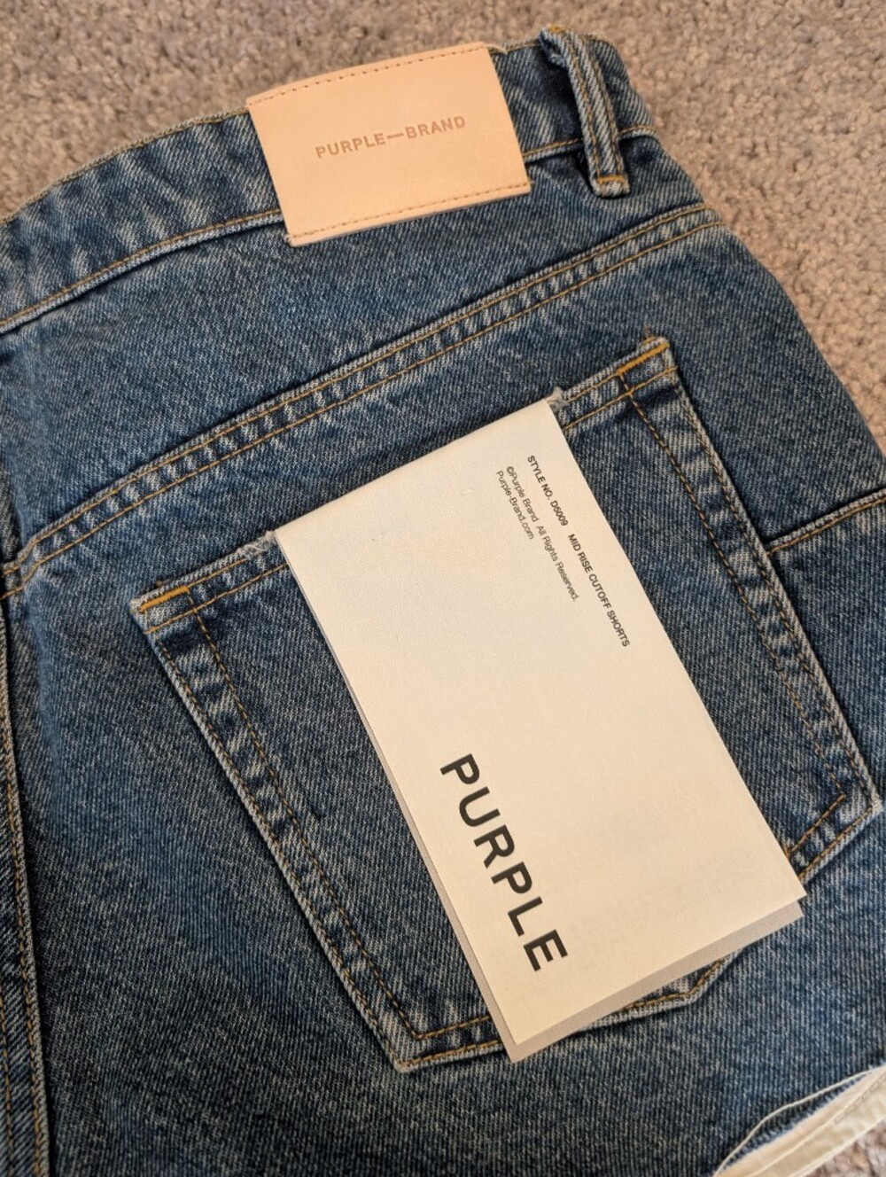 NWT PURPLE Brand Denim Jean Shorts Mid Rise Rhinestone Wmn's Size 32 Button Fly